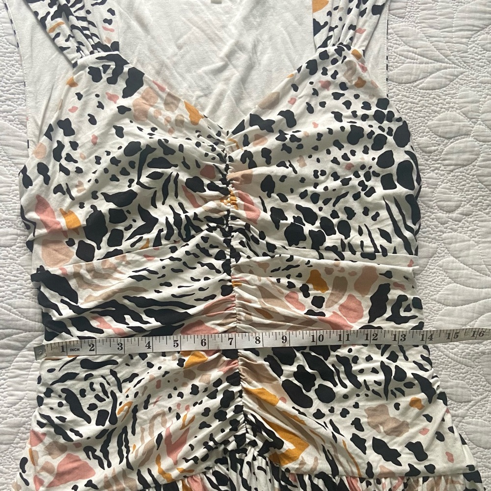 NWOT Anthropologie Ramona Dress Size M Ruched Jersey Stretchy White Animal Print - Picture 9 of 13